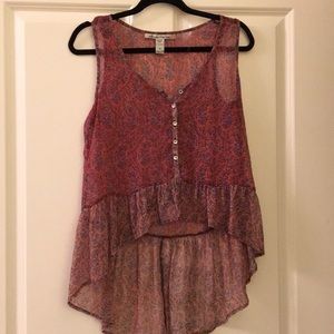 High low sheer blouse paisley pattern